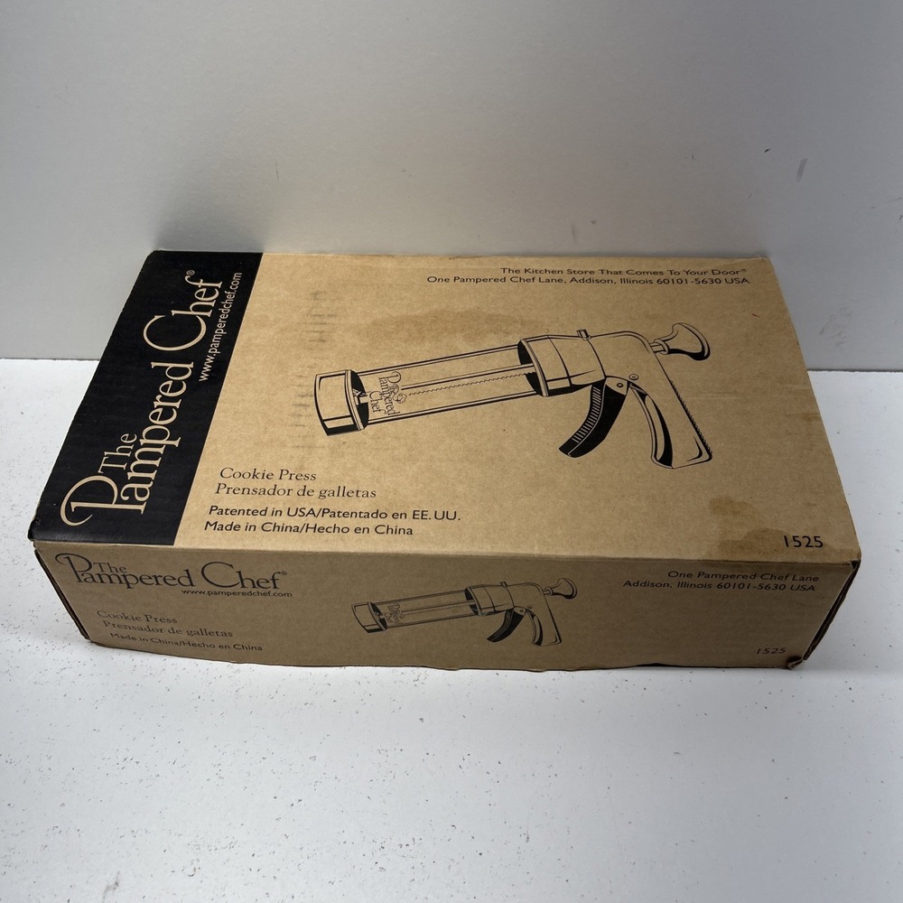 Pampered Chef Cookie Press Set 1525 Complete w/ Discs In Box - New Open Box